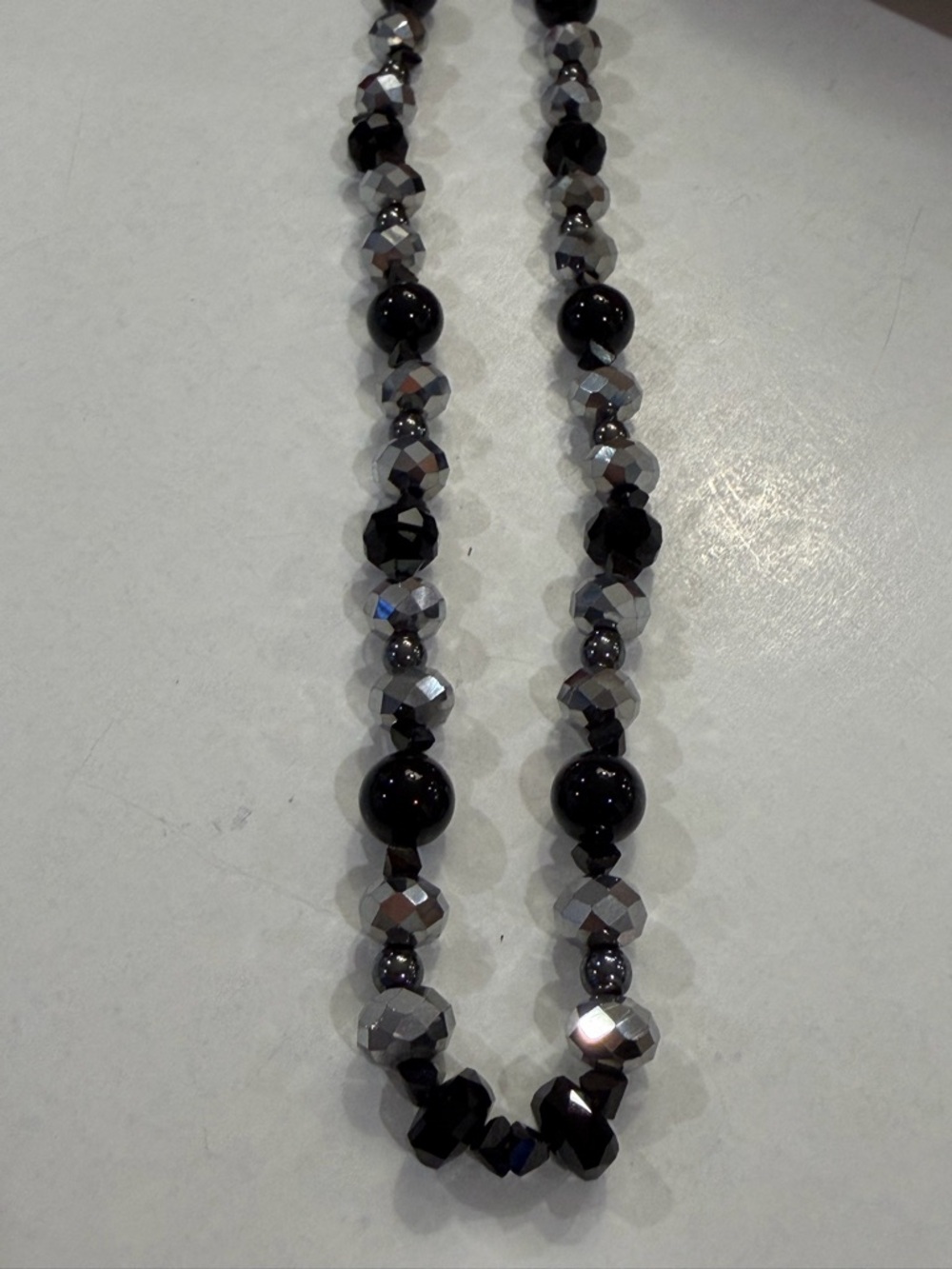 Elegant Black and Gunmetal Beaded Necklace - Women Jewelry